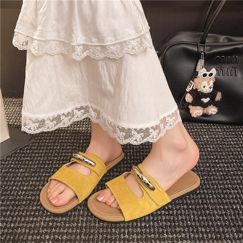 Mode Strandschuhe Hausschuhe Lässige Slipers Damen Pantoletten Luxus 2025 Flach Gummi Weich Klettverschluss Mode Schuhe Hausschuhe Flach Schlupf