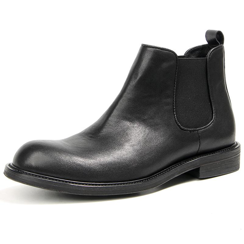 

Классические мужские ботинки челси с круглым носком, в стиле ретро, ручной работы, мужские ботинки из натуральной кожи, мужские короткие ботинки, деловые кожаные ботинки, мужские 38 чёрный