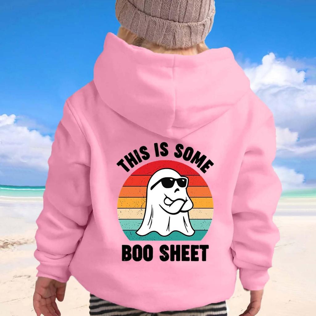 Children's Fashionable Loose Casual Halloween Printed Long-sleeved Hooded Sweatshirt