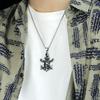 Double Sword Pirate Titanium Steel Pendant Vintage Halloween Skull Ghost Head Anchor Stainless Steel Necklace