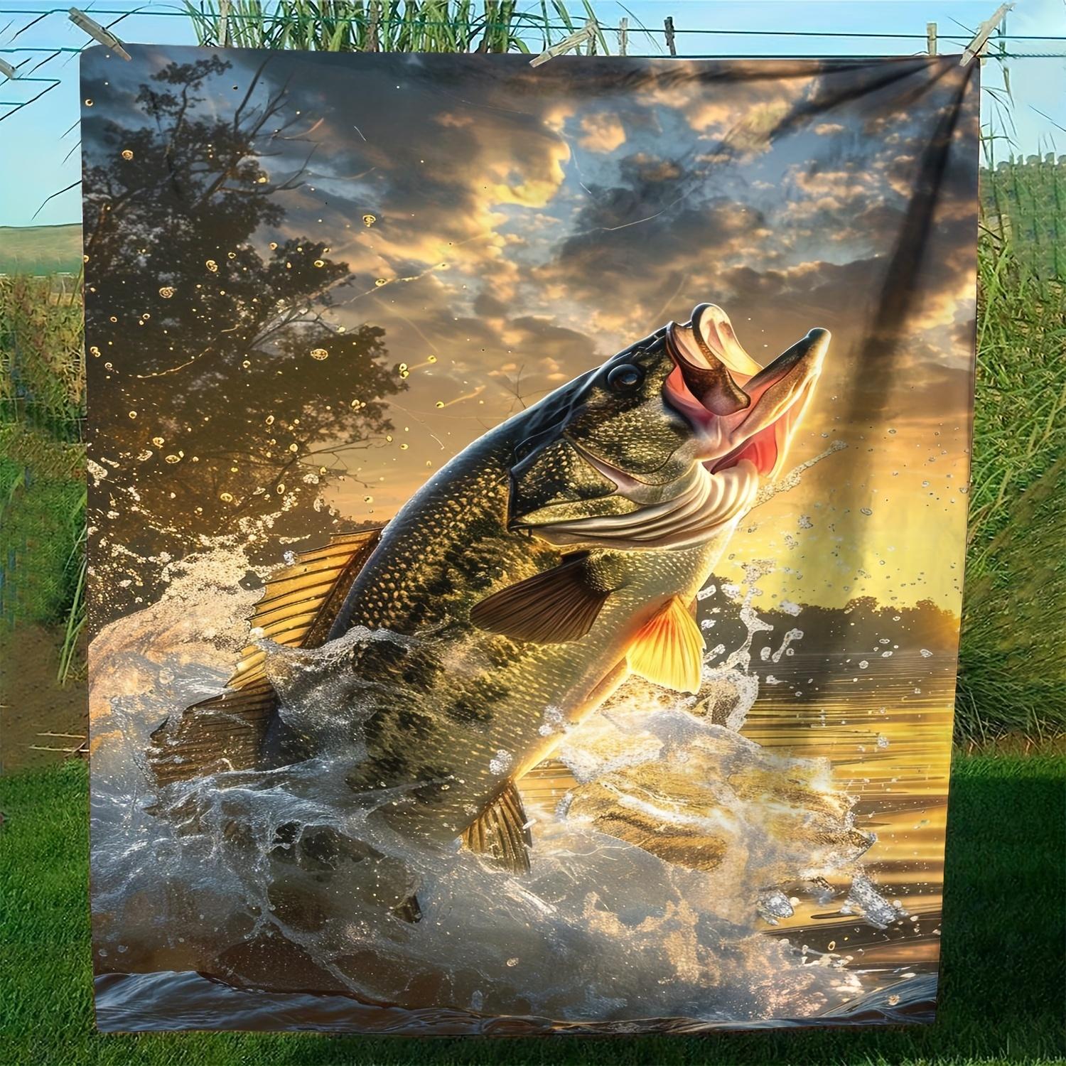 

Leaping Fish at Sunset Ultra-Soft Cozy Blanket - Perfect for Winter, Ideal Gift for Fishing and Nature Enthusiasts 130x150cm