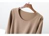 Women's Double-Sided German Velvet Crew Neck Long Sleeve Thermal Top, 2025 Autumn/Winter, Slim Fit, Solid Color