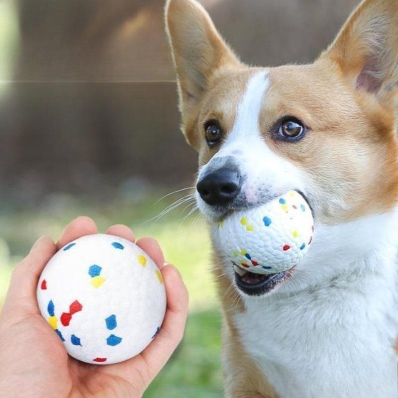 1pc Teething Pet Toy DogToy Solid Toy Ball Interactive Light Popcorn Ball Dog Ball Light Chew Rubber Ball High Elastic Bite