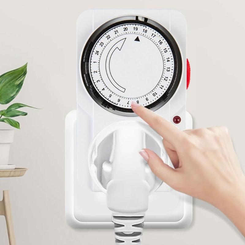 24 Hour Cyclic Timer Switches Mechanical Cycle Electrical Outlet Device Programmable Mechanical Timer Easy to Use