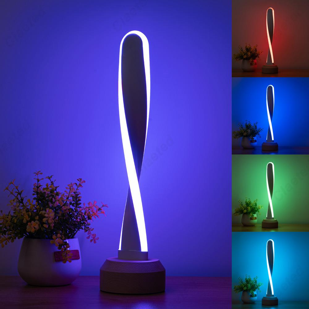 

Creative New LED Solid Wood Nightlight USB Home Study Bedroom Bedside Atmosphere Decorative Lighting RGB colorful edition