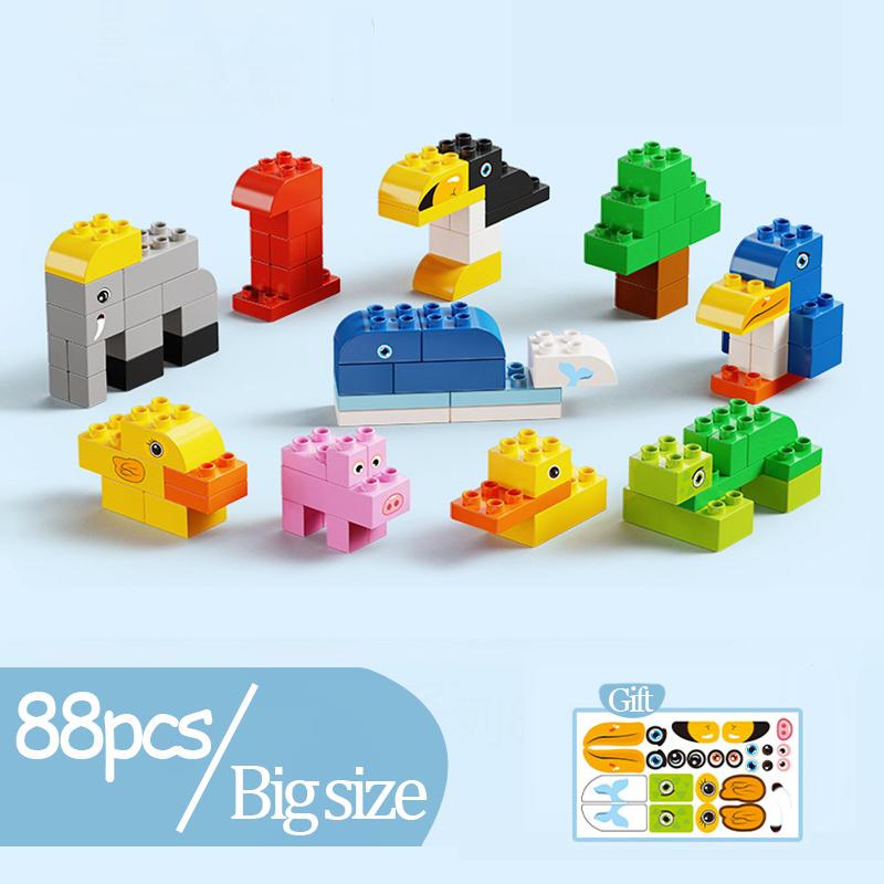 Big Blocks Bulk Building Blocks for Kids Toddlers Creative Gifts for Kids Compatible Duplo Animal Train Bricks Set Toys