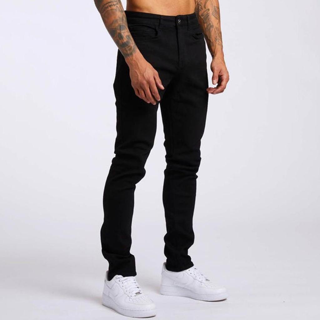 Slim Fit Black High-Waist Men's Denim Trousers