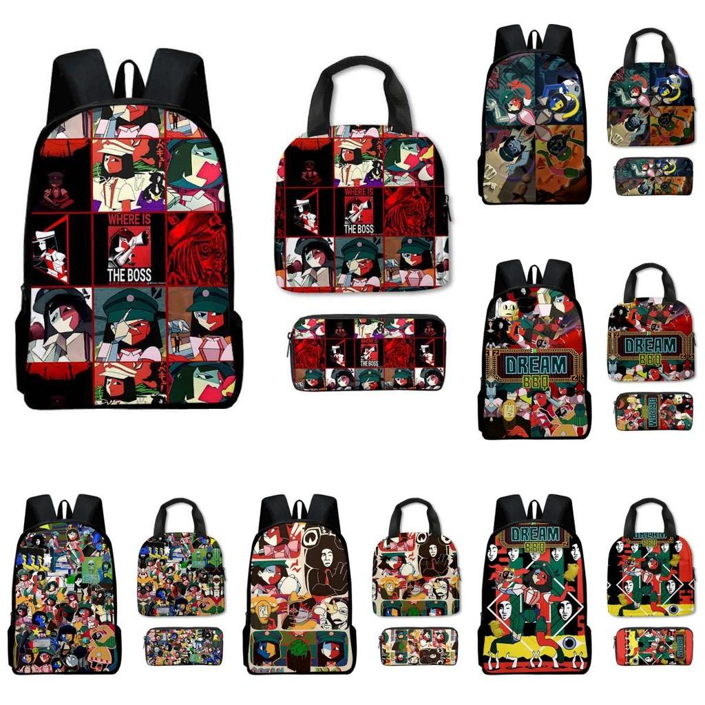 Dream Ena Bbq Pattern Childrens Backpack Lunch Bag Pen Case Set Schoolbag Gift