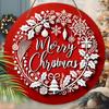 Panneau de Noël en bois, Panneau rond Joyeux Noël pour décoration murale de porte d'entrée, Ornement de Noël idéal