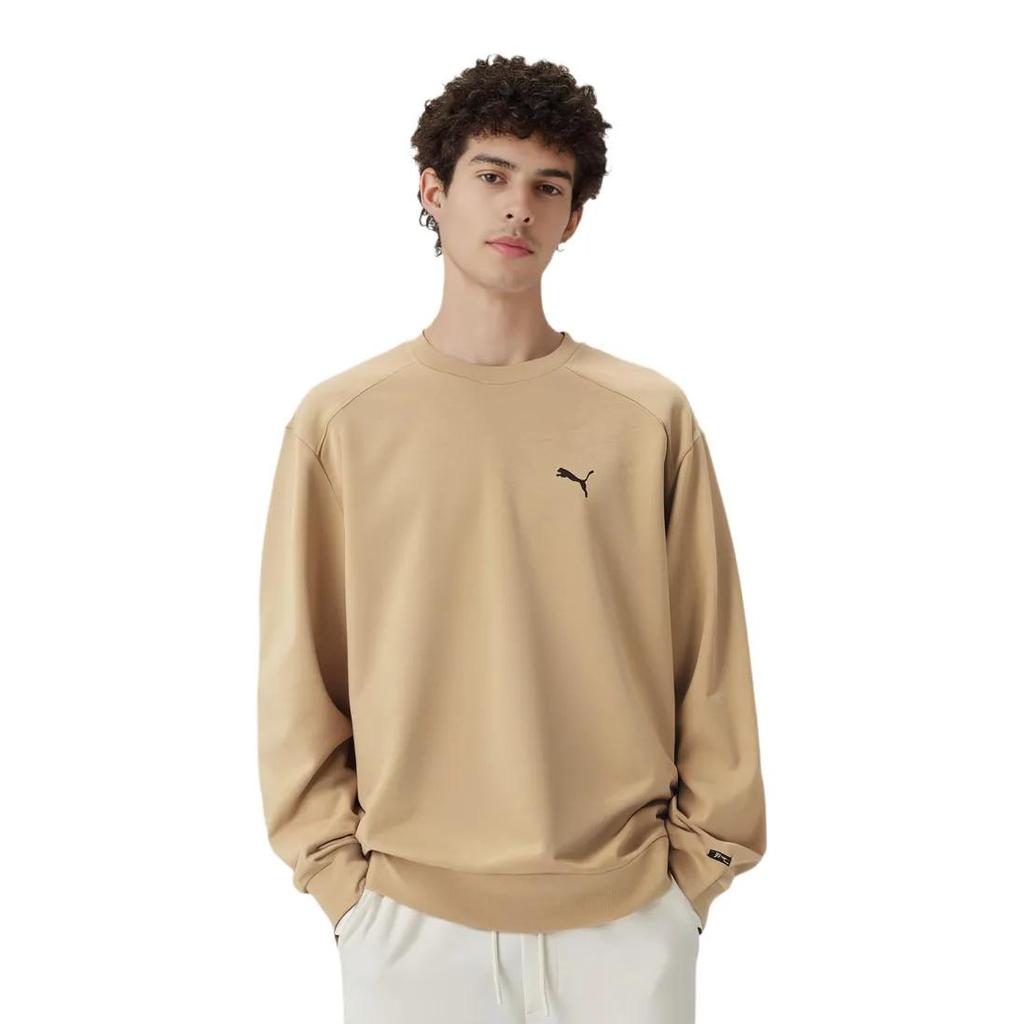 PUMA Sweatshirts Men's Khaki Crew Neck Moderate Regular (Unisex) Sweatshirts 681288 83