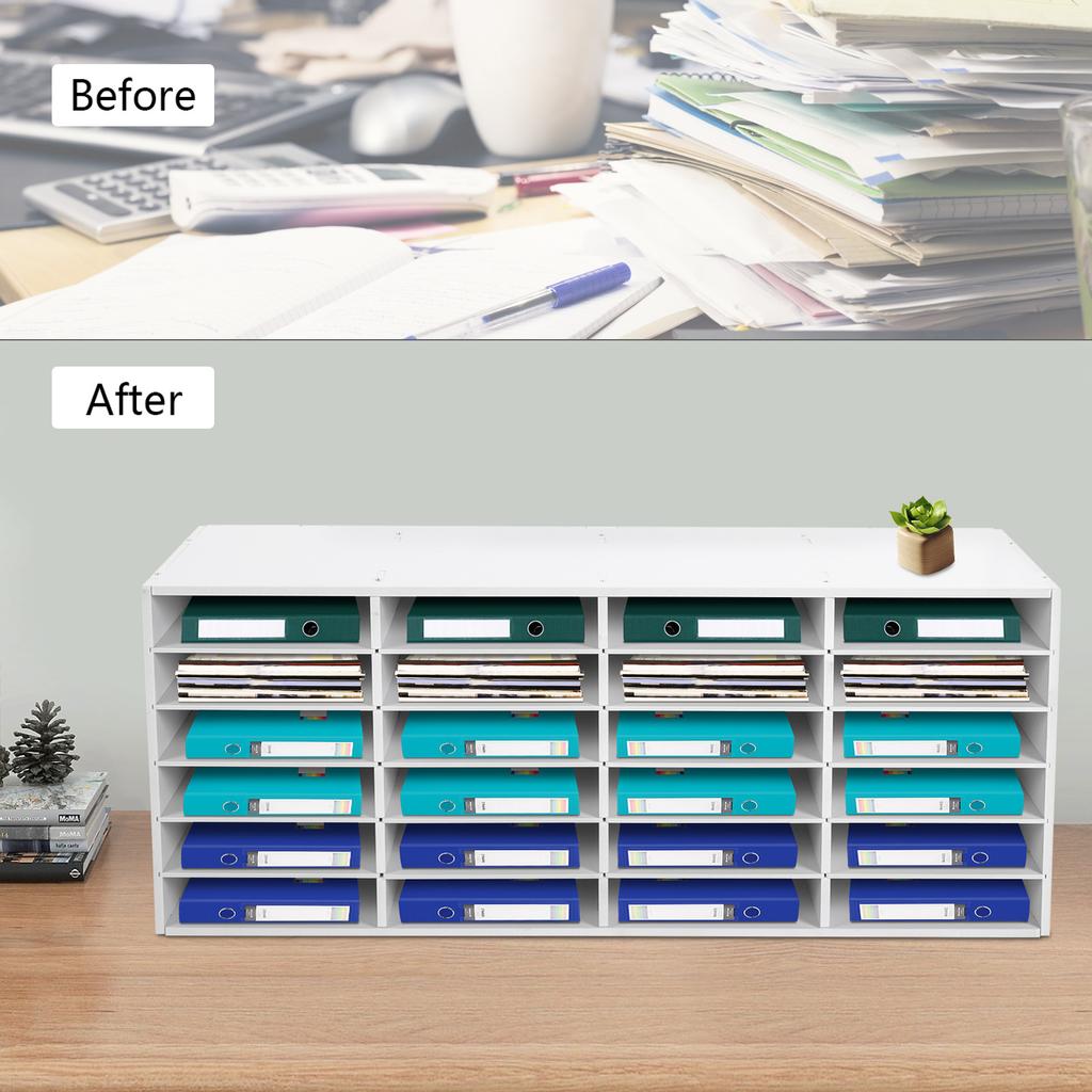 Mailbox for Classroom 24 Slots, Mail Sorter, Paper Organizer Storage, Mail Organizer for Home Library Office Classroom (White)