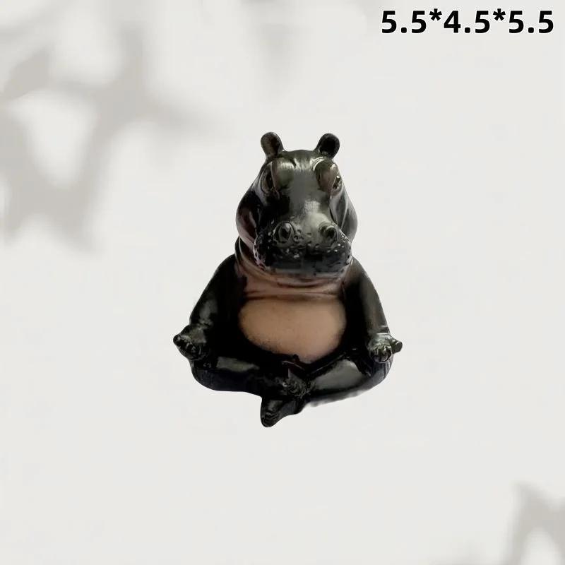 Cartoon Abstract Hippopotamus Resin Ornament Yoga Hippopotamus Crocodile Statue Home Office Desktop Ornament Decorative Item