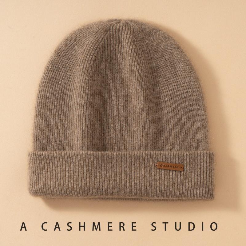 Pure cashmere knitted hat men's thickened versatile headgear thermal ear protection hat
