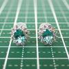 Pt900 Apatite Paraiba Color/Diamond Earrings/j23-4