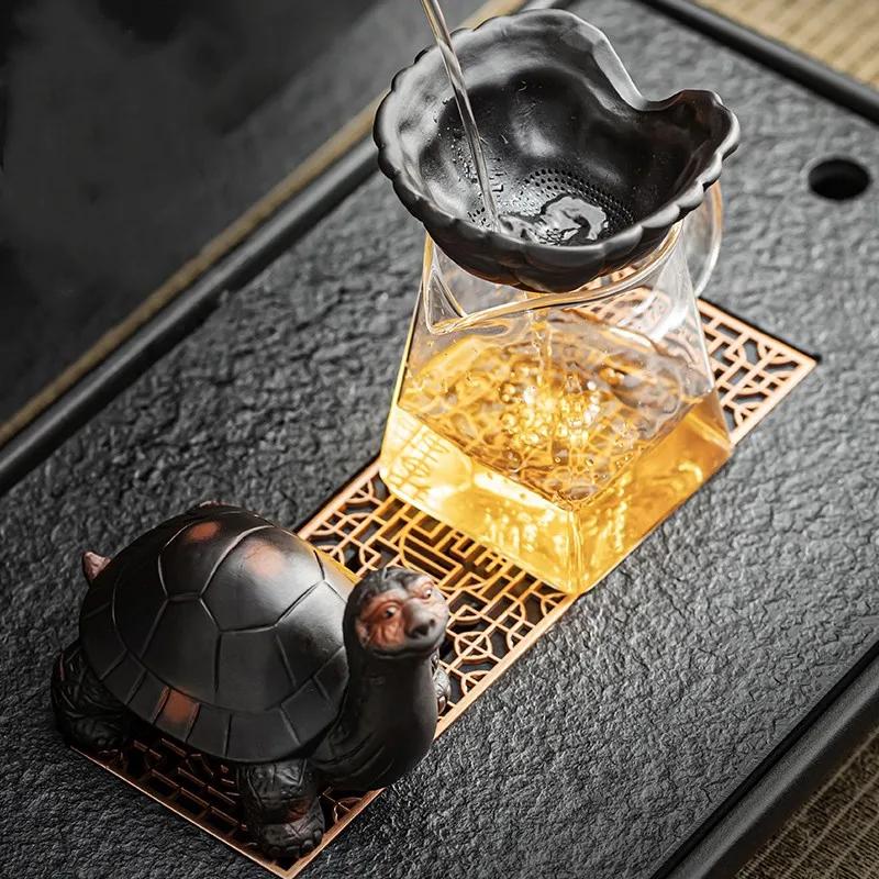 Purple Pottery Turtle Decoration Tea Pet  Tea Filter Tea Ceremony Accessories