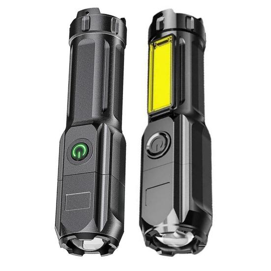 Outdoor LED Flashlight Zoomable Telescopic High Lumens USB Rechargeable Super Bright Outdoor Portable Camping Emergency Handheld Torch