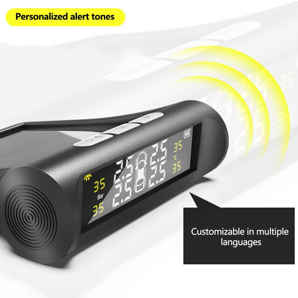 Car Solar Powered TPMS Tyre Pressure Monitoring System with 4 Sensors Digital LCD Display Auto Security Alarm Tester Automotive Test