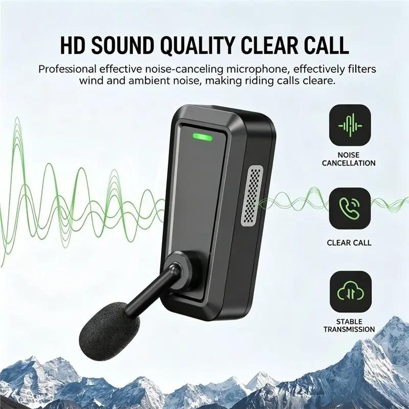 KEBIDU C10 Motorrad Fahrradhelm Intercom Headset, 520m 2-Wege Bluetooth 6.0 Interphone, IPX5 Wasserdicht 10H Spielzeit Musik Teilen Helm Kopfhörer