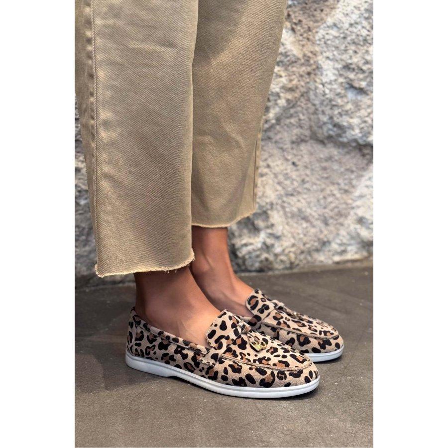 Mocasini de dama din piele intoarsa autentica