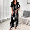 Women's Casual Resort V-Neck Top And Pants Fashion Print Two Piece Set