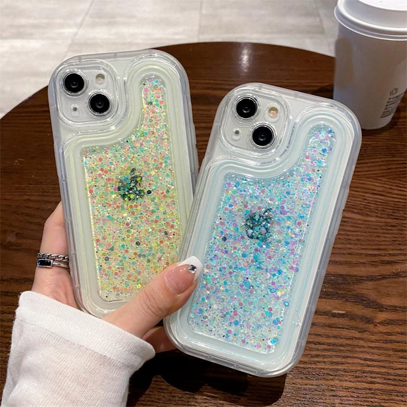 Funda de teléfono con lentejuelas epoxi y brillo degradado para Iphone 14 Pro Max 13 11 12 Pro Max 14 Plus, funda transparente de silicona a prueba de golpes