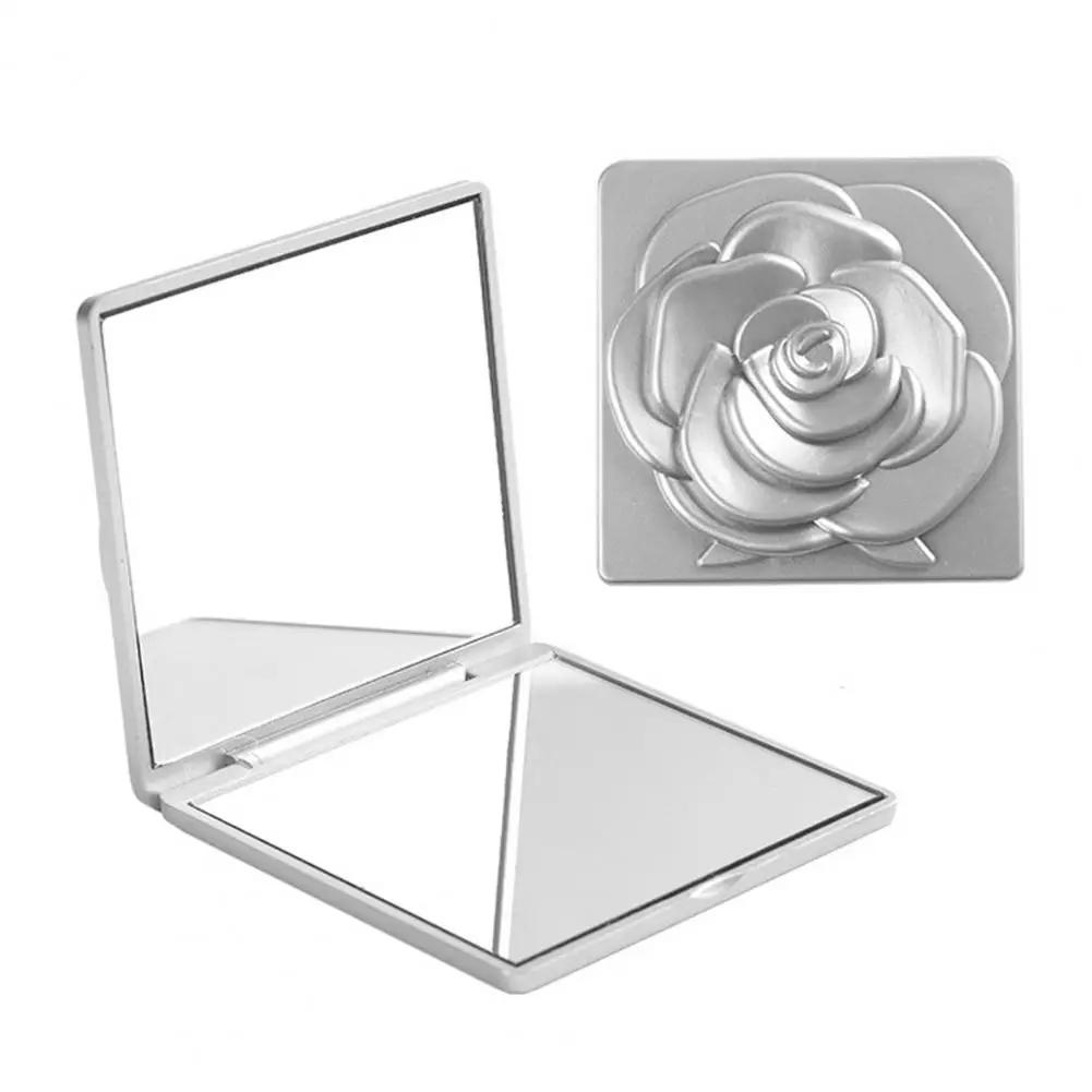 Портативное складное зеркало для макияжа Винтажное с розой Двустороннее туалетное зеркало Высокая четкость Мужское Женское Ручное Квадратное Косметическое зеркало
