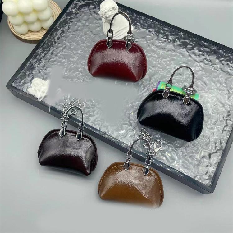 Small Keychain Bags Pendant Fashion PU Leather Keyring Decors for Women Bag Charm for Travel Sports and Daily Use