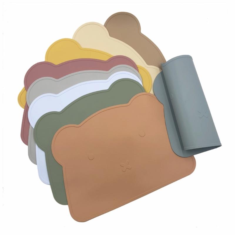 Kinder Platzdeckchen Silikon Bär Platzdeckchen Rutschfestes Platzdeckchen für Baby Kleinkind Tragbare Essunterlage BPA Frei Wiederverwendbares Platzdeckchen