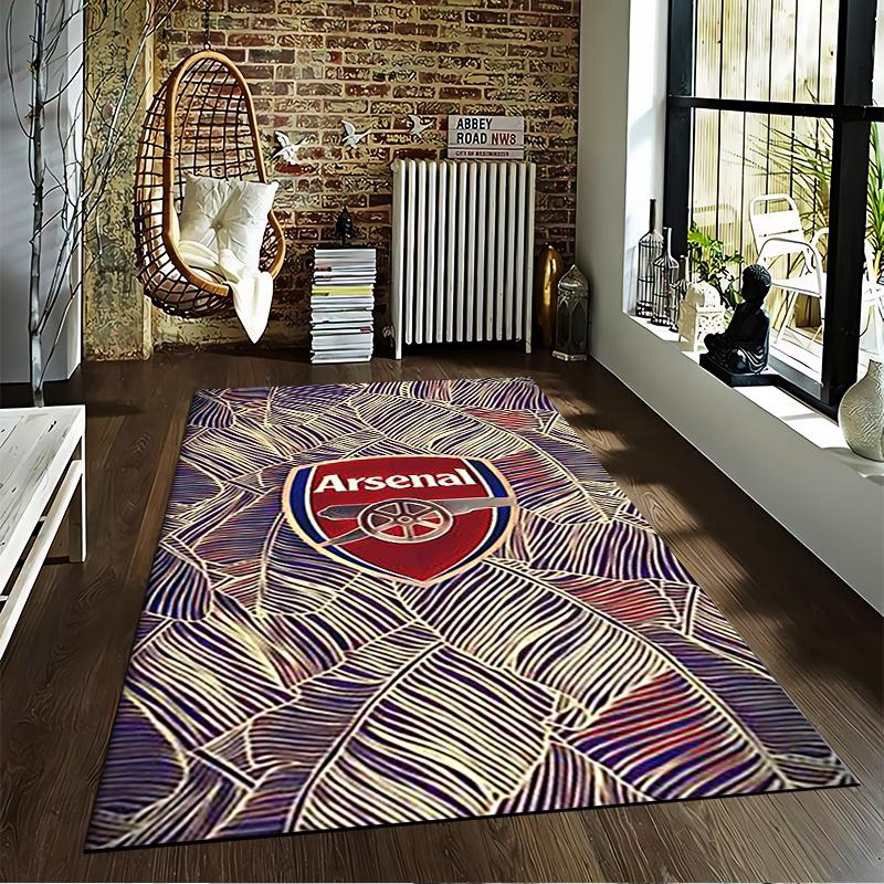 Tappeto con Design del Logo dell'Arsenal e Sfondo con Motivo Astratto di Foglie Adatto per l'uso come antiscivolo per soggiorno, camera da letto, divani