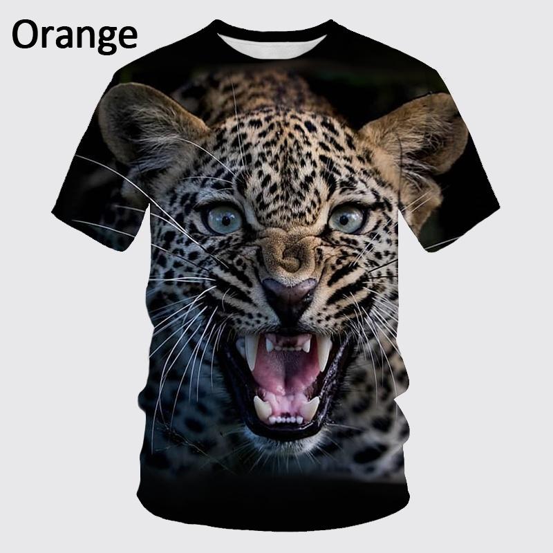 Summer New 3D T-shirt Animal Tiger/leopard/lion Hip-hop Rock Personality Creative Round Neck Short Sleeve