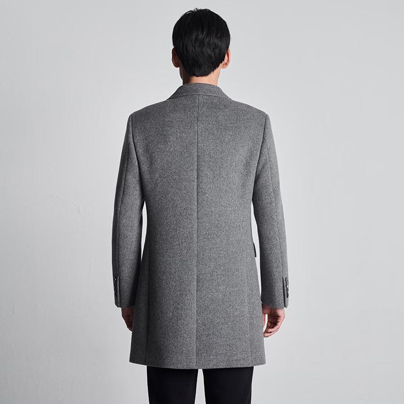 Baoxiniao Men's Double-faced Wool Double-breasted Mid-length Business Coat
