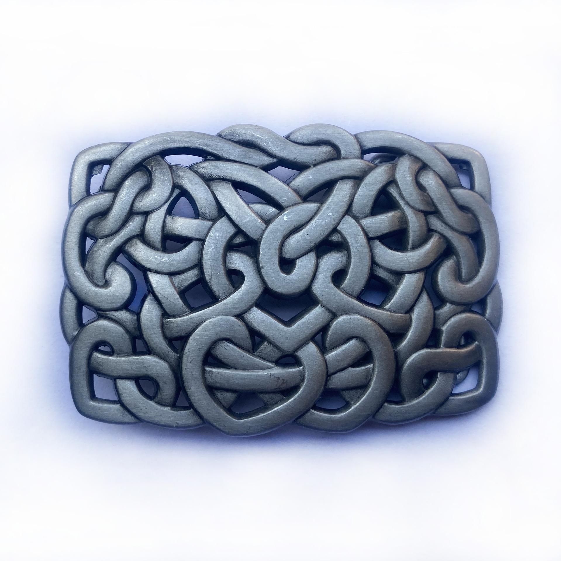 Celtic Knot Western Cowboy Belt Buckle - Rectangular Smooth Design