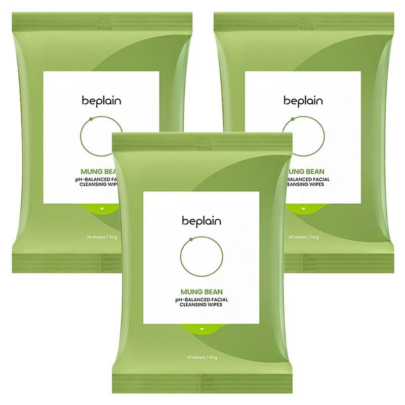 B.Plain Mung Bean Mild Acidic Cleansing Tissues, 20 Sheets Pack, 3 pcs