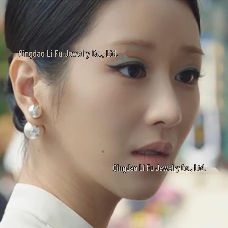 925 Silver Niche Pearl Double-Sided Earrings - Versatile, Light Luxury Front & Back Wear for Women.