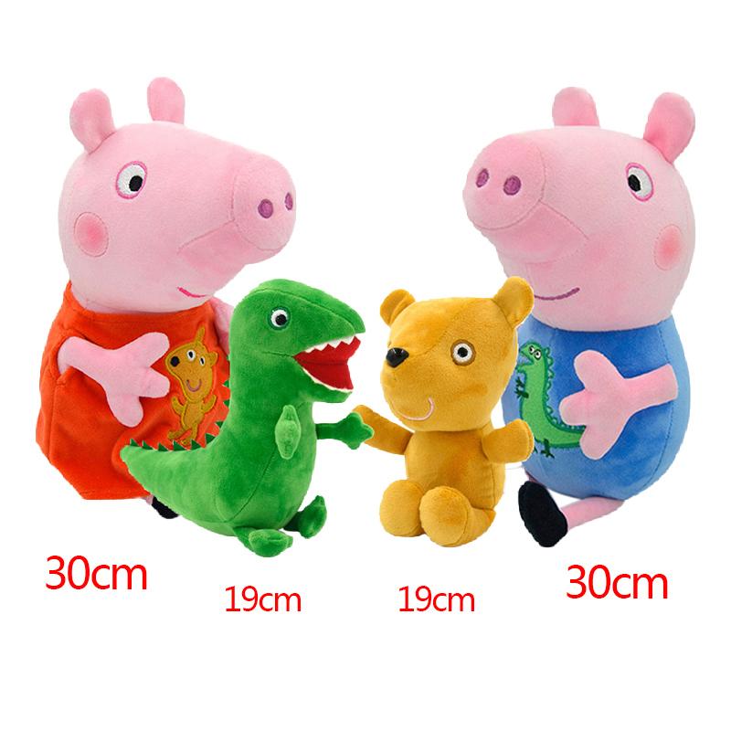 Peppa Pig George Pig Mom Dad Set Plush Toy George Pig Family Plush Doll dinosaur Party Decoration Original box Gift For Children