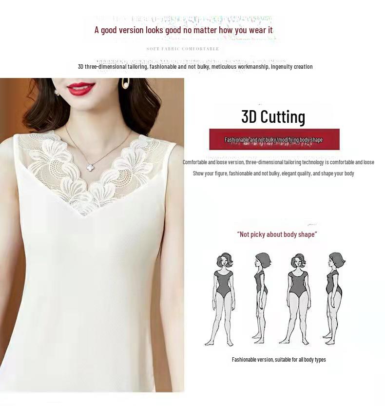 Elegante Camisola de Encaje con Cuello en V para Mujer - Chic Top de Capas para Verano