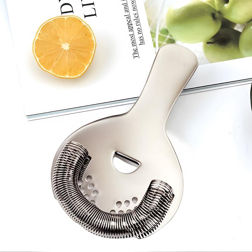 Nerezové sítko na koktejly 304 pro profesionální barmany s pružinou s vysokou hustotou, půlkruhovým ledovým filtrem