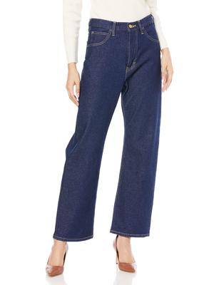 Lee Jeans Regular Straight Denim Loose Size L [Official] Pants, Fit, Women's, Navy,