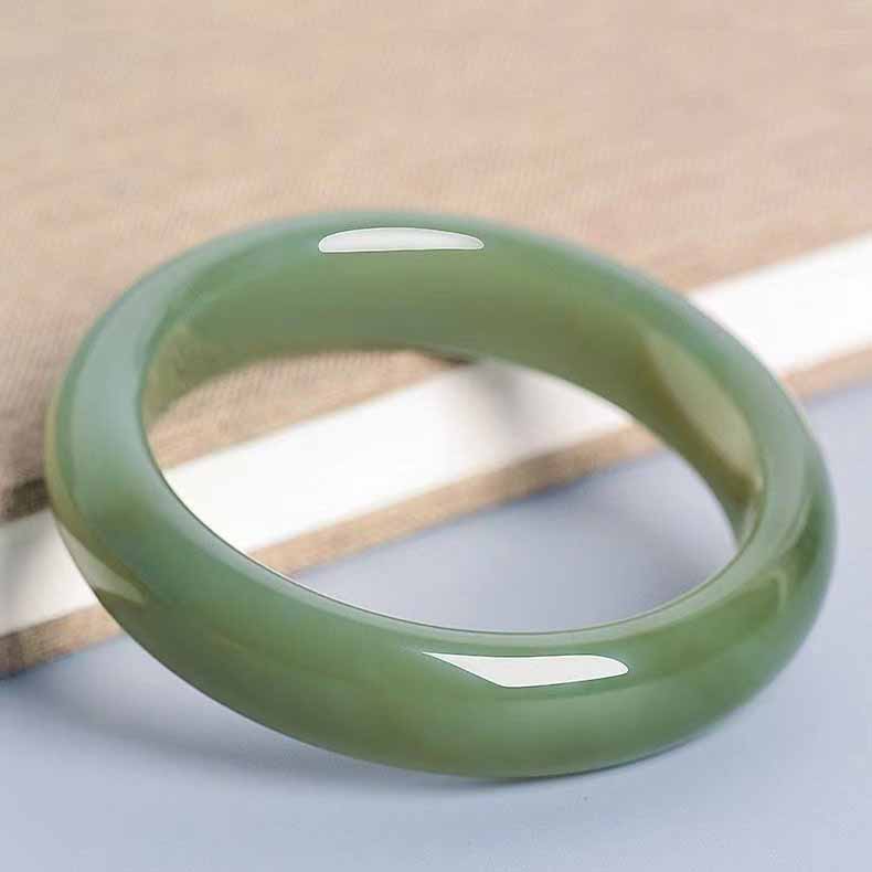 Hetian Jade Bangle Natural Nephrite Jade Bracelet for Women Gift for Her Lucky Protection Jewelry