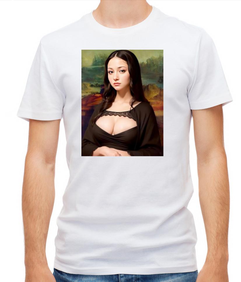 

Искусственный интеллект ИИ Мона Лиза Белая/Черная Мужская футболка с коротким рукавом H501 S