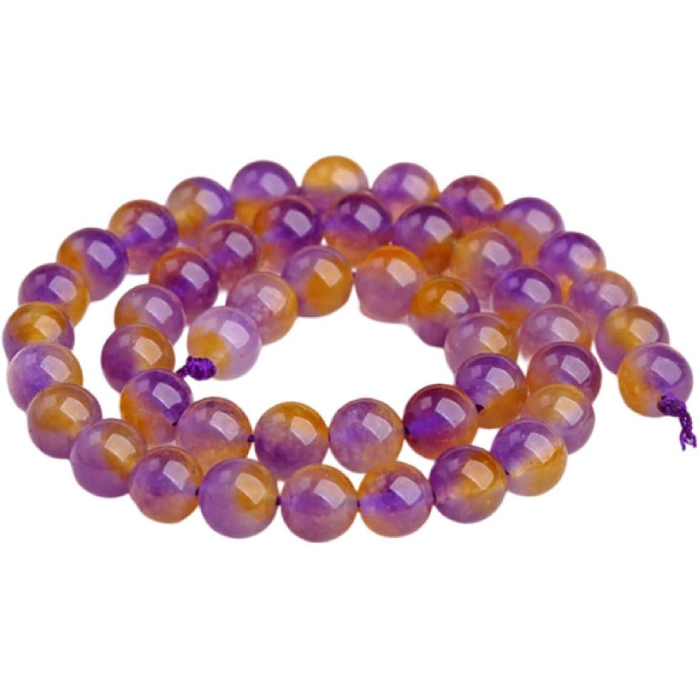 Natural Stone Ametrines Purple Yellow Crystal Stone Round Beads Spacer Beads for Jewelry Making 6-10mm DIY Bracelets Jewelley 15inch 39cm Beadwork