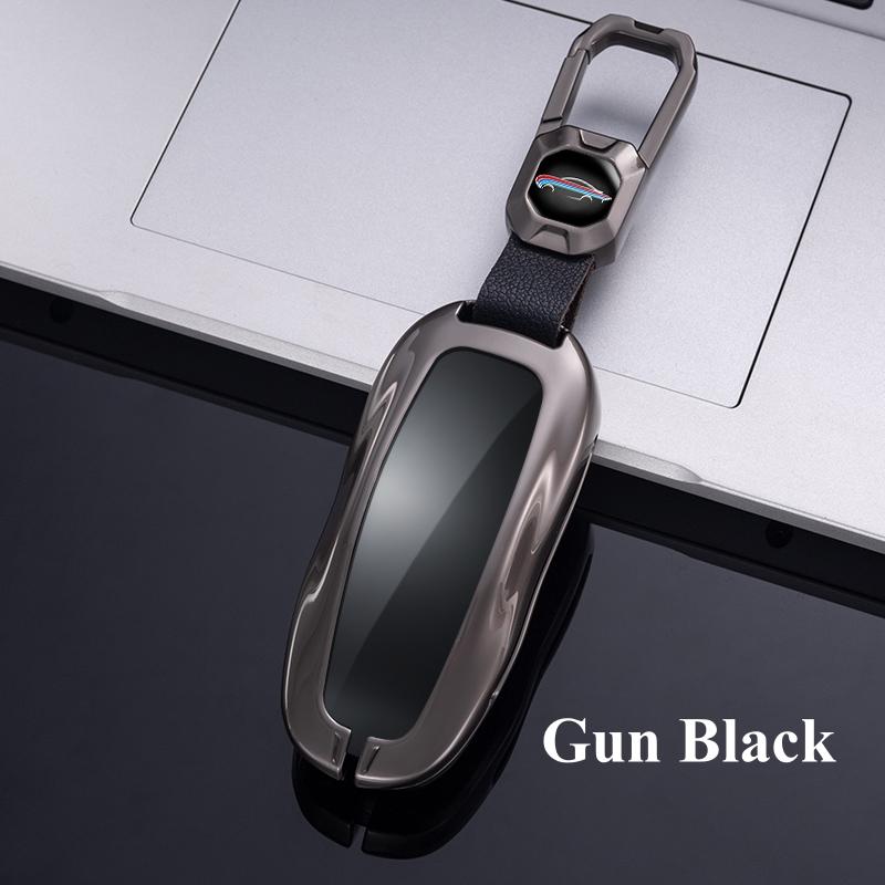 Fashion Metal Auto Intelligent Key Fob Case Cover Remote Fit For Tesla Model 3 Model Y Key Fob Housing Bag Mount Protector Auto Accessories