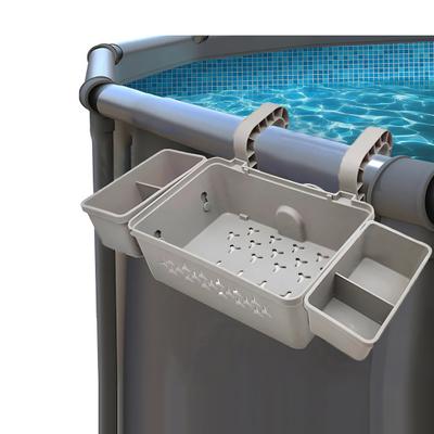 Organizér pro uložení u bazénu s háčkem, držákem na nápoje, úložný koš k bazénu nad zemí