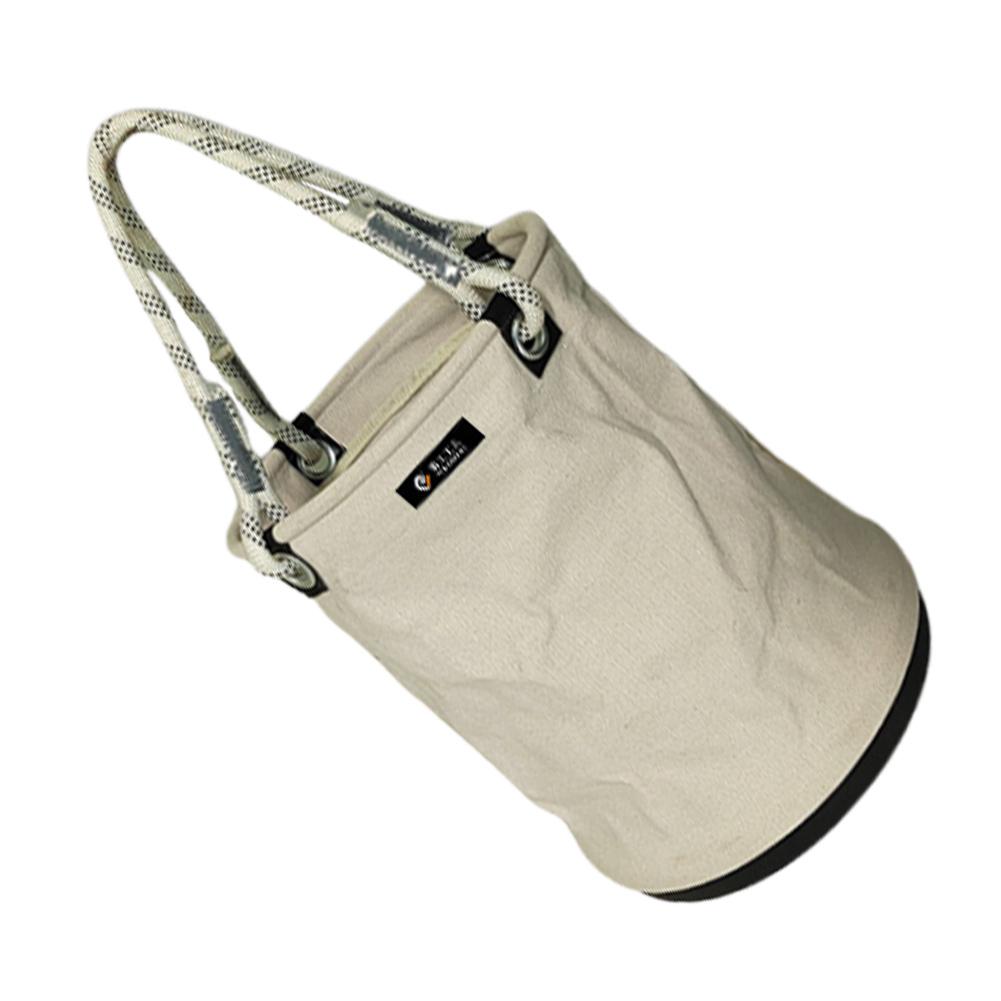 Canvas Tool Bucket Bag with Plastic Bottom Aerial Work Tool Bag Electrician All-Purpose Tool Bucket for Garden Tool