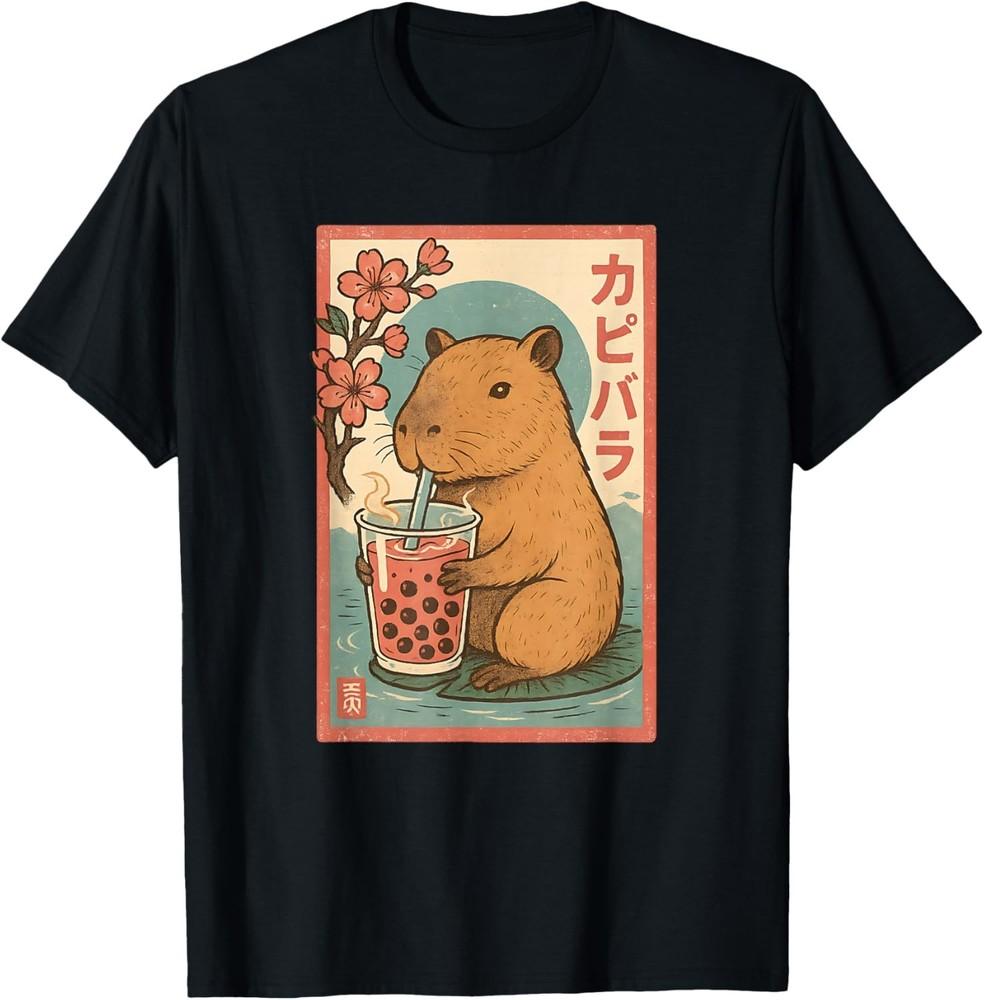 

Anime Capybara Graphic Tees Kawaii Japanese Vintage Capibara unisex T-Shirt S