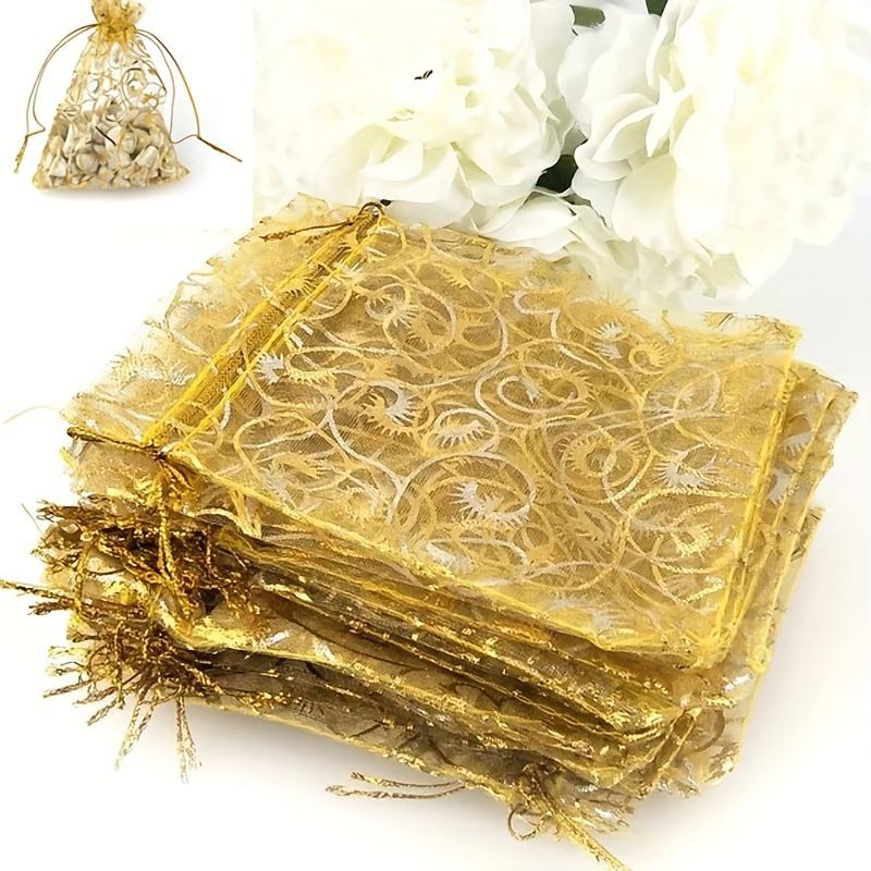 100pcs Organza Drawstring Bags- Wedding,Birthday Party Gifts and Decorative Ribbon Gift Wrapping Chiffon Small Bags,Fabric Bags