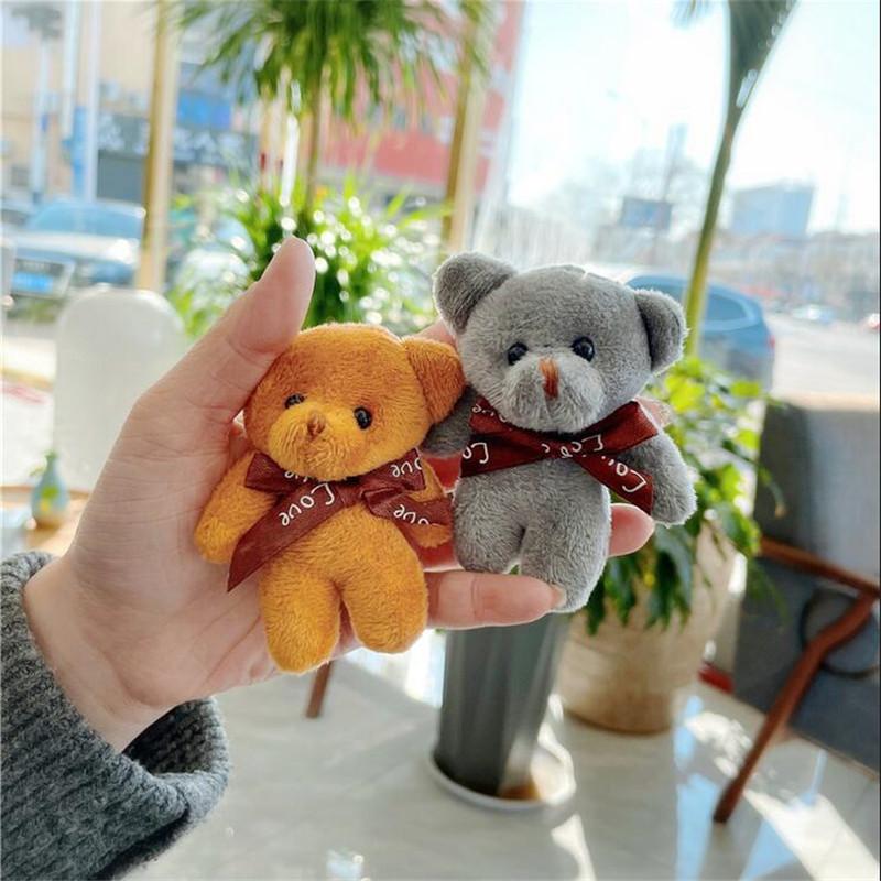 1PCS Mini Bear Plush Toys For Girl Pendant Letter Bowknot Small Bear Stuffed Pendant Cute Animal  Doll Soft Gift 8CM