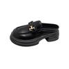 Baotou half slippers women wear spring new thick-soled muffin leather shoes one foot lazy