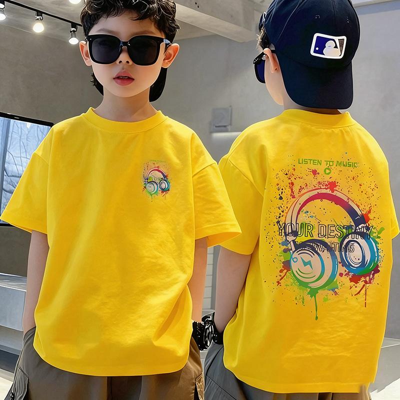 Cotton Children's Clothing, Boys' T-shirts, Short Sleeves, Summer Children's Mid Size Boys' Tops, Half Sleeves, Summer Fashion Trend