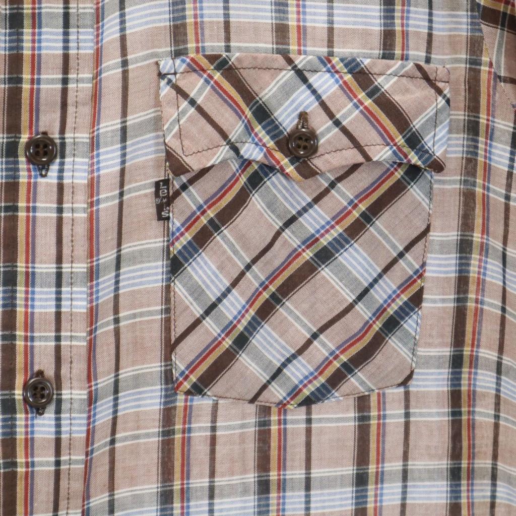 Levi's 70s Vintage Check Pattern Long Sleeve Shirt Brown Men's Used